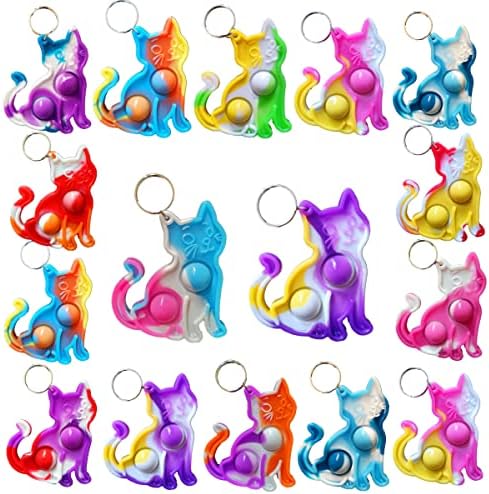 Hozkeap 24 balení hromadný batoh pre mačky Mini Pop Rainbow Keychain fidgets bublinkové Hračky pre deti deti