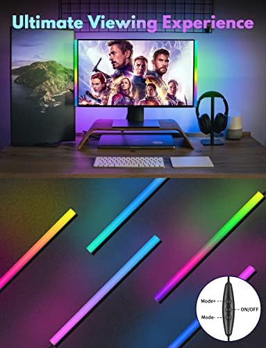 JUSJUBR 2ks RGB pod Monitor Light Bar, Herné svetlá pre herné nastavenie, 353 režimov zmeny farieb, stolová svetelná