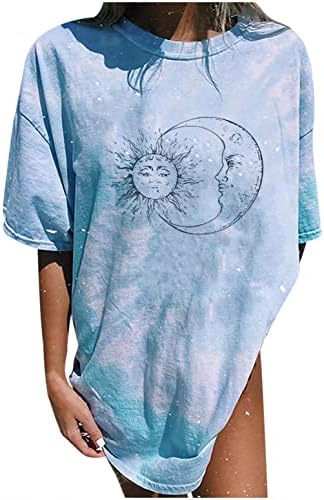 Dámske kvetinové tlač Tie Dye košele letné krátky rukáv grafické tričko Nadrozmerné Topy pre dospievajúce dievčatá