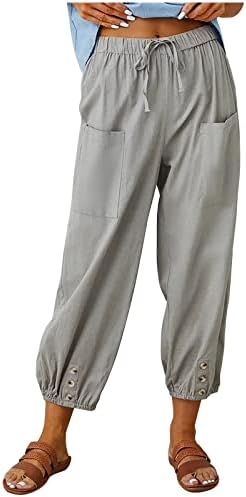 Zunfeo letné Capris pre ženy vysoký pás šnúrkou nákladné nohavice pružný Voľný strih široké nohavice ležérne