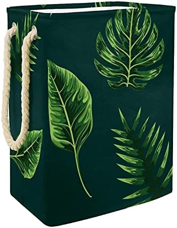Tropical Palm Leaves Zelená bielizeň bránka vstavaná podšívka s odnímateľnými konzolami kôš na bielizeň s rukoväťami