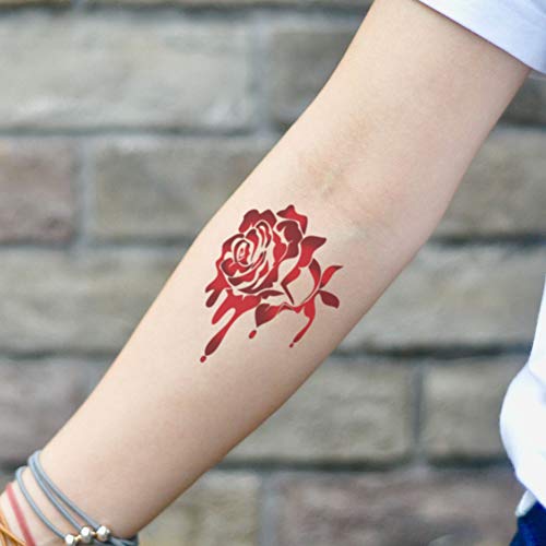 Krvácajúca Ruža Kvapka Krvi Krvavá Dočasná Nálepka Na Tetovanie-OhMyTat