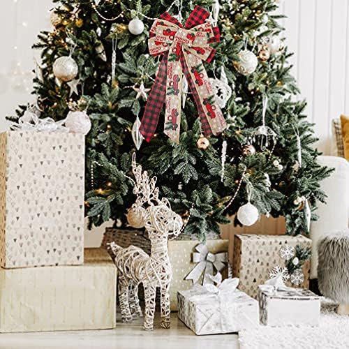 VORCOOL 2ks mašle na vianočný stromček Veľké kockované mašle vianočný stromček Topper sviatočný veniec mašle