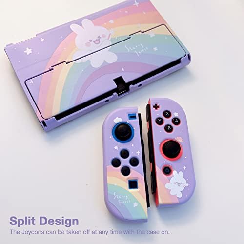 Hviezdny les roztomilé ochranné puzdrá pre Nintendo Switch OLED s krytmi Joycon Stick, fialový Plastový pevný